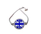 Union Jack Royal Blue Silver Colour Bracelet With Diamantes And Gift Box