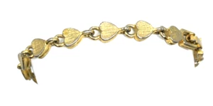 Vintage Gelbgoldfarbenes Armband mit Herzmotiv 8 Zoll - Bild 1 von 9