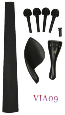 Solid ebony 4/4 Viola fingerboard, tailpiece,chinrest, peg,end pin,1 set,VIA09 - Image 1 of 4
