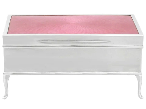 Antique Sterling Silver and Enamel Jewellery / Trinket Box - 1900-1940 Cover