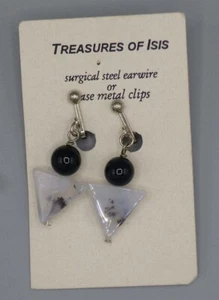 Black Onyx & Montana Agate Goddess Woman Earrings, clip-on - Bild 1 von 1