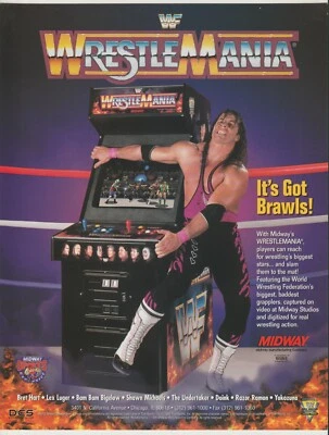 WrestleMania Arcade Game Flyer 1995 Bret Hart Undertaker Lex Luger Yokozuna Bam Foto 1 de 2