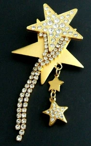 Massive Sternschnuppen Charm Brosche Strass Quaste Himmlisch Statement Landebahn - Bild 1 von 8