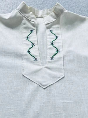 Vintage Hippie Tunic Boho Embroidered FLORAL Blouse Handmade 60s 70s Women’s Top - Image 1 of 4