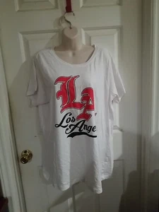 Popular Sports La Los Angeles Camiseta Blanca Escritura Roja y Azul Talla XL XLarge - Imagen 1 de 8