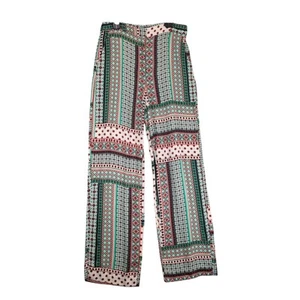 Zara Women's M Pants, Colorful Boho Hippie Print Wide Leg Casual Stretch Fabric - Picture 1 of 6