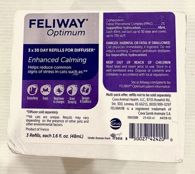 FELIWAY Optimum, Calmante Mejorado 30 Días Recarga Paquete de 3 Nuevos 3 Meses Valor🐈😺 Foto 1 de 2