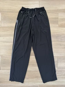Nike Dri Fit Men's Track Jogger Pants MEDIUM Black Zip Pockets 31" Inseam Swoosh - Picture 1 of 13