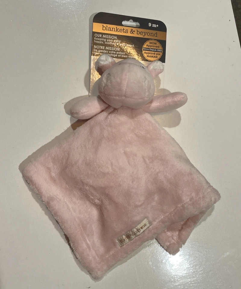 Mantas y Beyond Rosa Hipopótamo Bebé Manta de Seguridad Lovey Suave Vellón 12" Chupete Foto 1 de 4