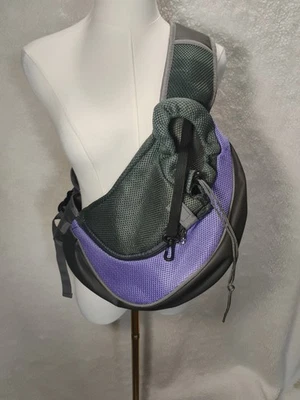 Over the Shoulder Pet Sling Black Purple Breathable Mesh Carrier Bag Dog Small - Image 1 of 4