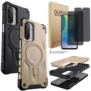 Magnetic Bumper Shockproof Case Cover Privacy Tempered Glass For Samsung A26 5G - Picture 1 of 26