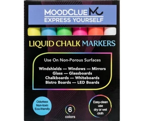 Liquid chalk markers washable, erasable, dry or wet erase. 6 neon markers for... - Picture 1 of 9