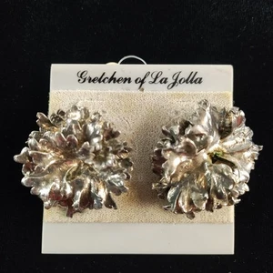 Gretchen of La Jolla Earrings Parsley Silver Tone Stud Earrings Vtg Pair NOS - Picture 1 of 6