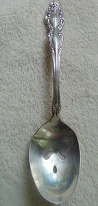 Vintage Oneida BAROQUE ROSE Silverplate Relish Slotted Spoon 6 3/4 Glossy 1967 - Picture 1 of 4