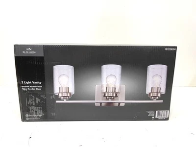 Bel Air Lighting 22 in. 3-Light Brushed Nickel Vanity Light Seeded Glass New - Image 1 of 2