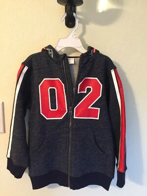 New Gymboree Boys Sweatshirt Hoodie with red wihte stripes 5T navy dark blue - Image 1 of 4