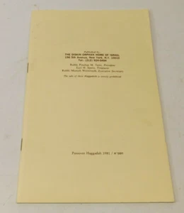 1981 PASSAH HAGGADA koschere Gebetsbücher Seder jüdisch Haggadoth Scheibe Waise - Bild 1 von 1