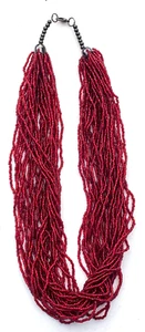 Collar Vintage Multistrand Semilla Roja Cuentas 20" - Imagen 1 de 2