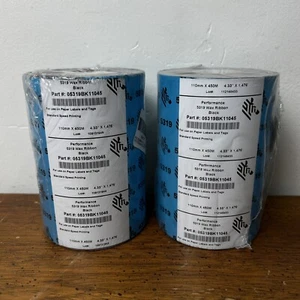 Zebra | 110MM X 450M | 5319 Performance Black Wax Ribbon 2 Rolls | 05319BK11045 - Picture 1 of 1