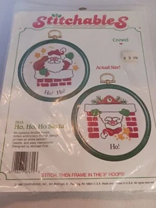 Set of 2 Christmas 3" Hoop Stitchery Kits CHRISTMAS Santa Claus NIP! - Picture 1 of 3