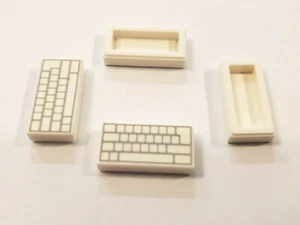 10x - Lego white tile 1x2 groove computer keyboard blank keys pattern 3069bpb856 - Picture 1 of 1
