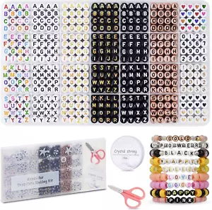 1400Pcs Letter Beads Kit, 6 Colors 4X7Mm Alphabet Beads, Number Beads Heart Bead - Picture 1 of 12