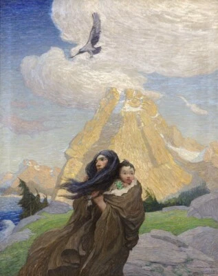N.C. Wyeth - Canción del águila que se aparea con la tormenta - Impresión artística de 1916 Foto 1 de 2