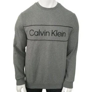 UVP $ 65,99 NEU MIT ETIKETT CALVIN KLEIN GRAUES LANGARM-SWEATSHIRT MIT RUNDHALSAUSSCHNITT FÜR HERREN GRÖSSE S - Bild 1 von 5