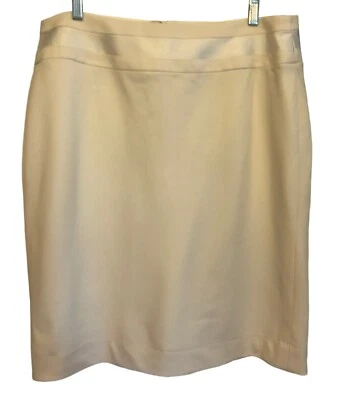 GIORGIO ARMANI Black Label Virgin Wool Skirt Sz 14 Ivory Straight Made in Italy - Image 1 of 4