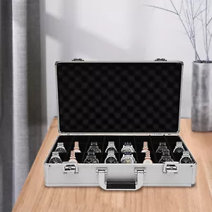 Elegantes Uhrenaufbewahrungsgehäuse mit 24 Gittern - robustes Aluminiumdesign mit Schlüsseln - Bild 1 von 22