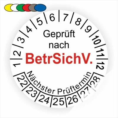PRINTENGEL © Prüfplaketten BetrSichV Mehrjahresplaketten farben nach Wahl Ø:20-50mm
