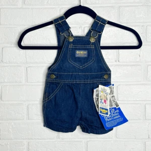 NWT Vintage 80s Oshkosh B'gosh Vestbak Denim Overralls Shortalls size 6/9 Months - Picture 1 of 8