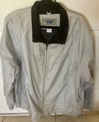 Chaqueta domadora de clima para hombre extra grande gris cremallera completa resistente a la intemperie rompevientos Foto 1 de 4