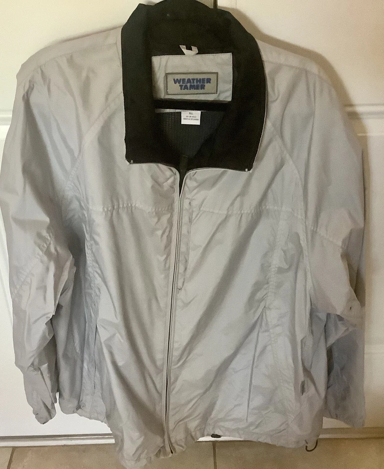 Chaqueta domadora de clima para hombre extra grande gris cremallera completa resistente a la intemperie rompevientos Foto 1 de 4