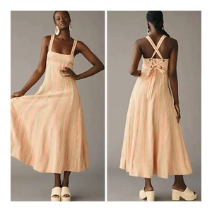 New Anthropologie x Maeve Square-Neck Tie-Back A-Line Midi Dress Size 6 - Picture 1 of 11