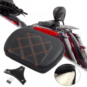 Stitching Passenger Sissy Bar Black Pad Bracket For Harley Street Glide - Picture 1 of 13