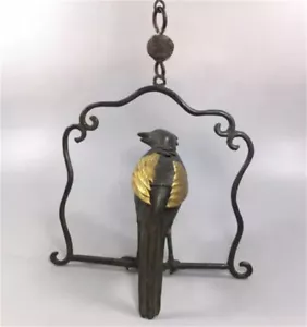 Antiguo Cobre Puro Bronce Pájaros Loro Estatua Censario Colgar Arte Quemador de Incienso - Imagen 1 de 12