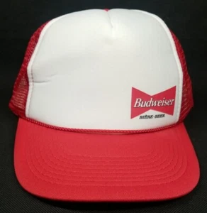 80er Budweiser Bier Trucker Hut Netz Druckknopflasche rot neu Vintage Kordel alter Lagerbestand Logo ** - Bild 1 von 7