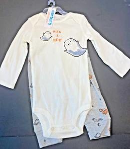 NWT Baby Girl Infant Ghost Halloween Bodysuit & Leggings Set Size 12 m 2-piece - Picture 1 of 4