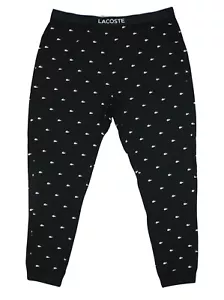 Lacoste All-Over Crocodile Print Jogger Style Men's Pajama Pants XXL NWT Black - Picture 1 of 2
