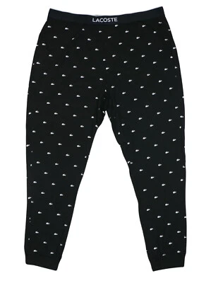 Lacoste All-Over Crocodile Print Jogger Style Men's Pajama Pants XXL NWT Black - Image 1 of 2