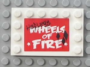 LEGO White Tile Modified 4x6 HaRLEy'S WHEELS OF FIRE 6180pb091 Set 76035 - Picture 1 of 1