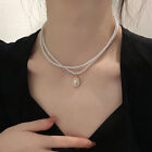 Elegant Luxury Double Layer Pearl Collar Pendant Necklace Jewelry Women Choke S~