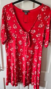 Primark size 18 ladies red floral dress short sleeves BNWoT - Picture 1 of 8