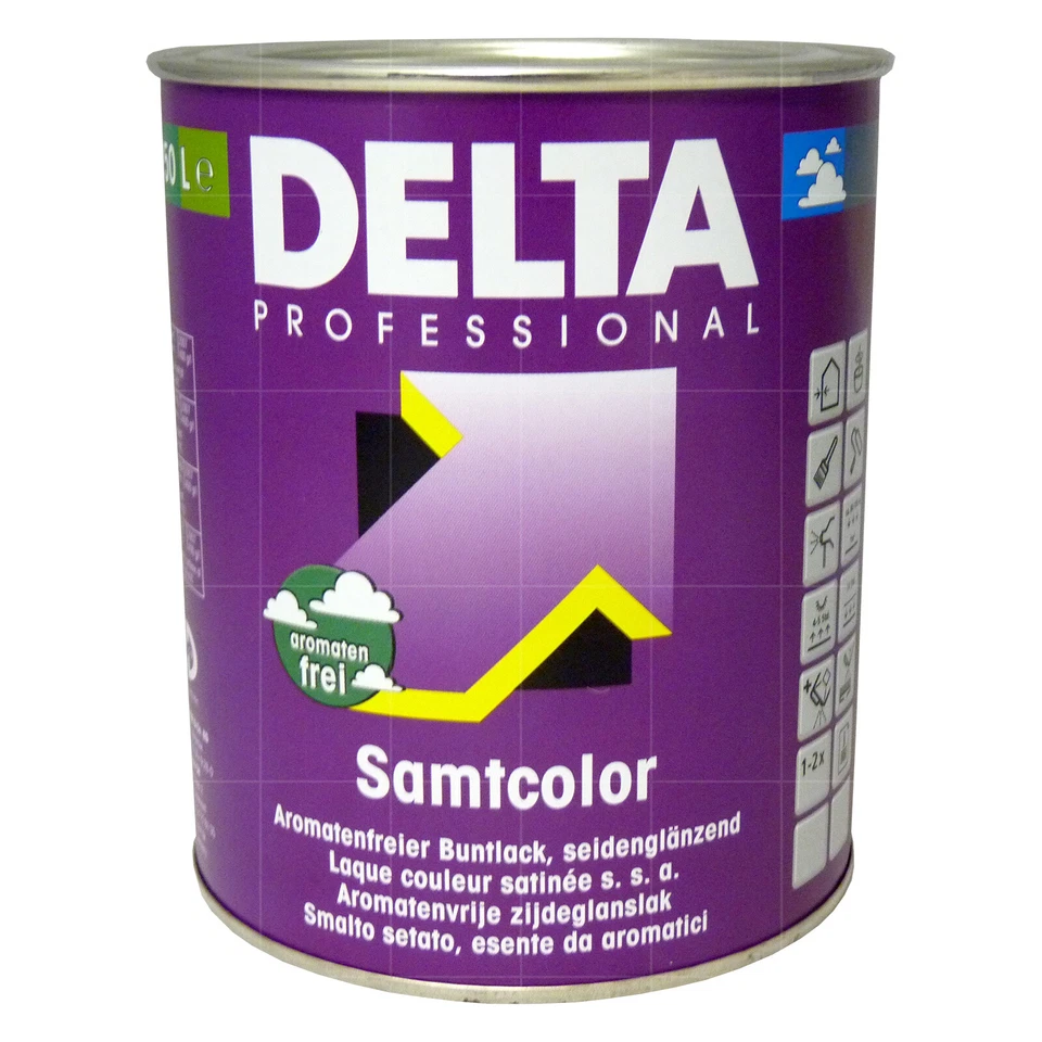 DELTA Samtcolor 1 Liter Buntlack Seidenglanzlack Lackfarbe RAL FARBAUSWAHL - Bild 1 von 1