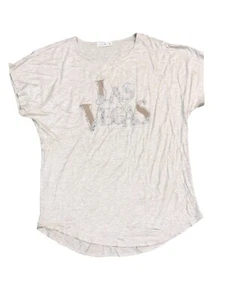 Las Vegas Shirt NWOT Bedazzled Size M Women’s Beige Soft & Silky Active USA - Picture 1 of 8