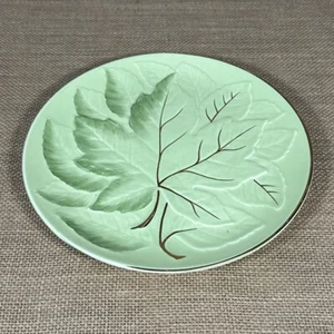 Grimwades Embossed Cake Plate Royal Winton England Leaf Ware Green Gold Trim VTG - Picture 1 of 8