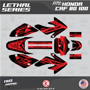 Graphics Kit for HONDA CRF80 CRF100 (2004-2016) Lethal Series - Red Shift - Foto 1 di 6