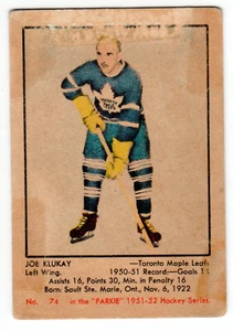 1951-52 Parkhurst #74 Joe Klukay PR Rookie RC - Picture 1 of 2