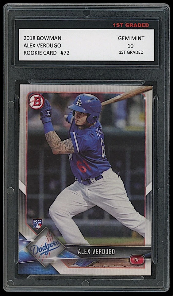 ALEX VERDUGO 2018 BOWMAN BASEBALL Topps 1ST GRADED 10 ROOKIE CARD MLB LA DODGERS - Image 1 of 1